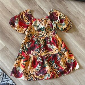 Mlle Gabrielle Red and Yellow Patterned Dress